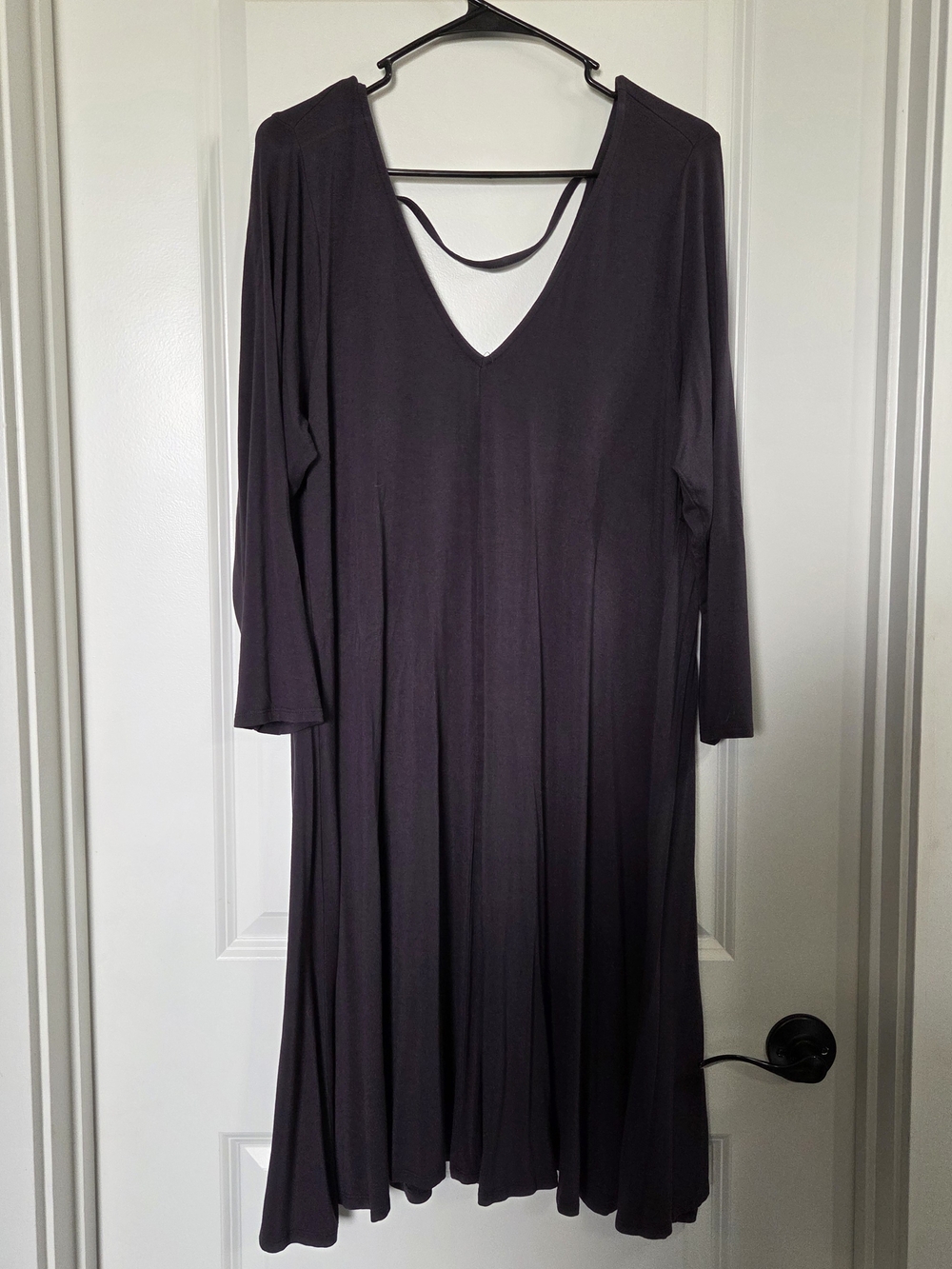 torrid Black Long-Sleeve V-Neck Swing Dress with Back Strap